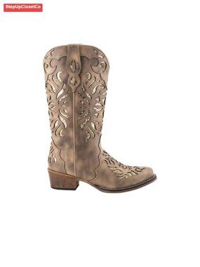 Faux Leather Glitter Snip Toe Equestrian Boots